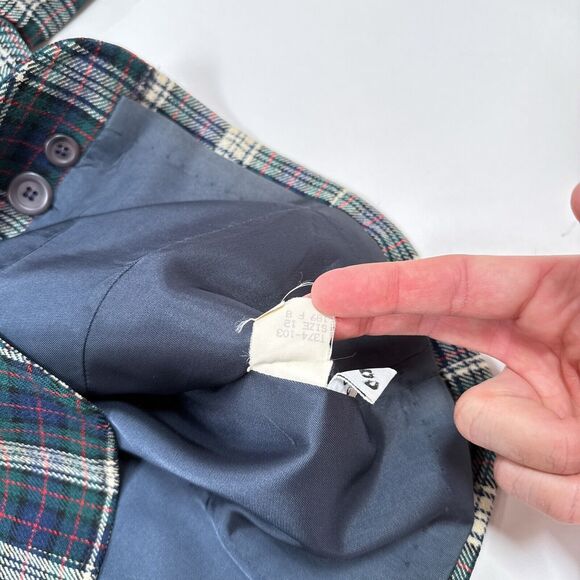 Pendleton Blazer Jacket Womens Size 12 Green Red Plaid Holidays Christmas Wool - Picture 7 of 10